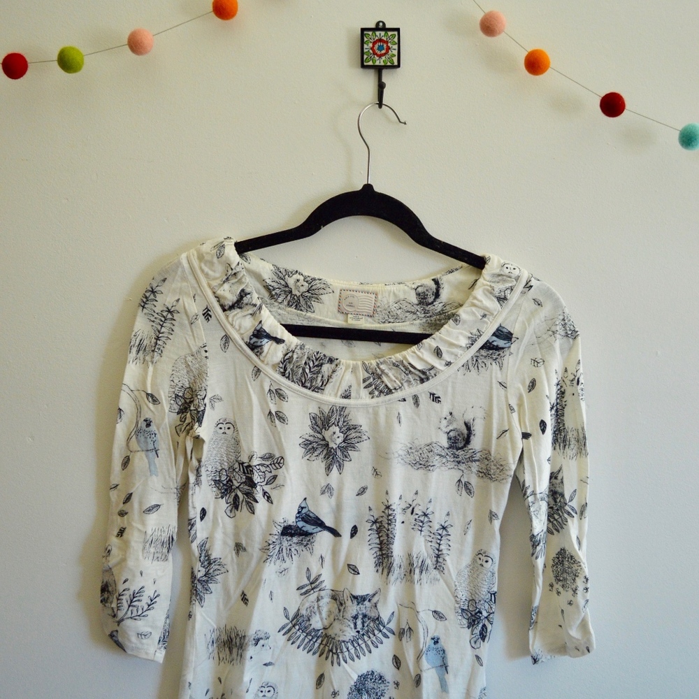 Anthropologie Woodland Creatures Blouse